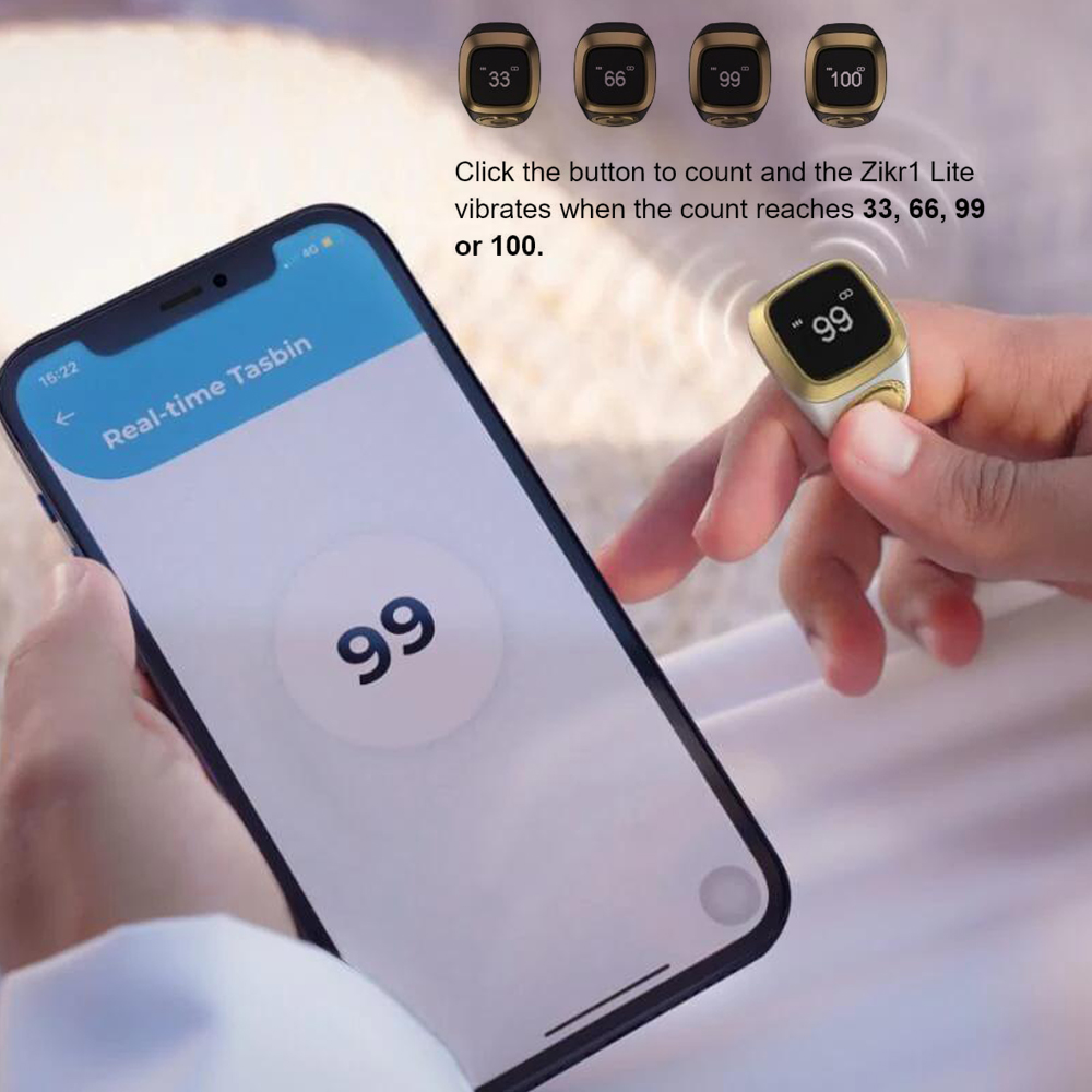 Iqibla Smart Tasbih Tally Counter i musulmani Zikr Ring Digital Tasbeeh 5 Tempo di preghiera Vibrazione Promemoria Impermeabile