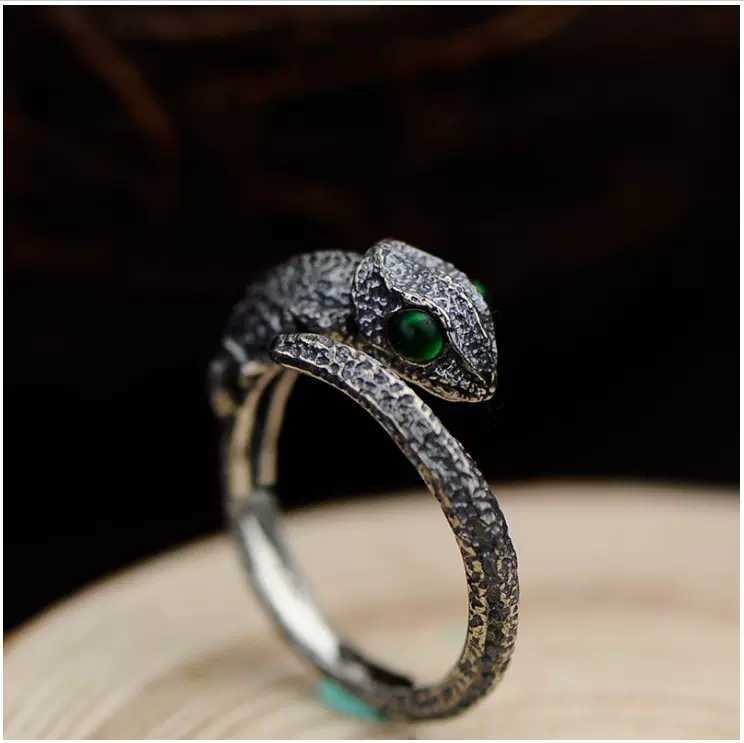 Band Rings Retro Creative Lizard Chameleon Opening Ring Punk Animal Crystal Zircon Ear RingsJewelry for Men Women Hip Hop Party Accessories AA230306