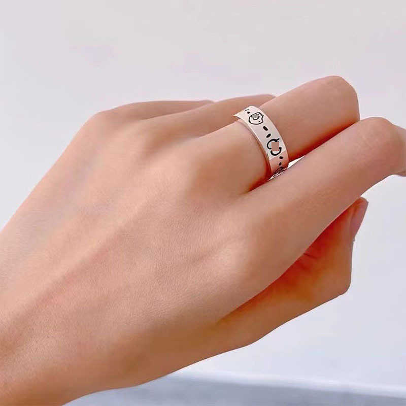 20% off all items 2023 New Luxury High Quality Fashion Jewelry for Sterling Silver Ghost Skull Men's and Women's Double Elf Simple Couple Ring