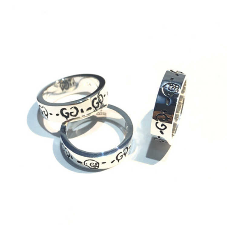 70% korting op 2023 Nieuwe luxe hoogwaardige mode -sieraden voor windmannen en vrouwen Valentijnsdag Gift 6mm Small Ghost Silver Wide Ring