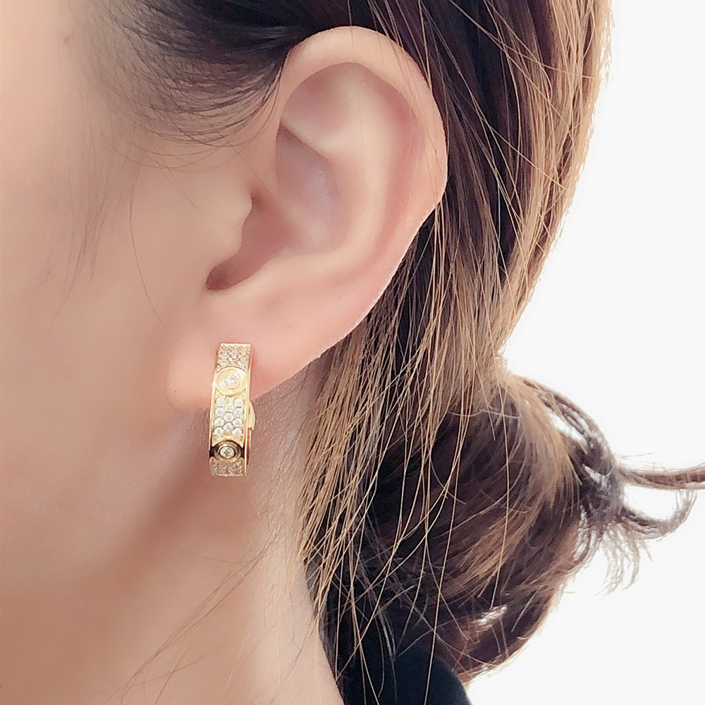 Modeschmuck Clip-on-Schraubverschluss aus 316L-Edelstahl. Diamant-Markenliebes-Ohrstecker mit allen Steinen für Mutter- und Frauen-Ohrringschmuck