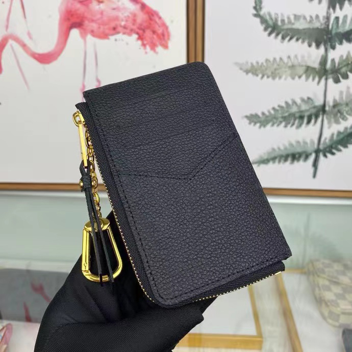 Fashion Keychains CARD HOLDER RECTO VERSO Womens Mini Zippy Wallet Coin Purse Bag Belt Charm Key Pouch Pochette Accessoires 69431 284L