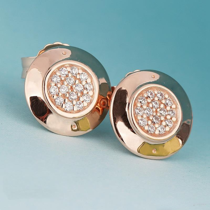 Luxur Design 18K Rose Gold Signature Stud Earrings 925 Sterling Silver Women Earring Set