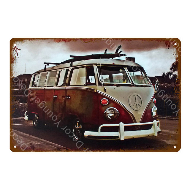 Pittura d'arte retrò Camper classico Auto da viaggio Targhe in metallo Aloha Hawaii Wagon Car Poster di latta vintage Poster Pub Bar Garage Room Decorazioni la casa Latta Dimensioni 30X20CM w02