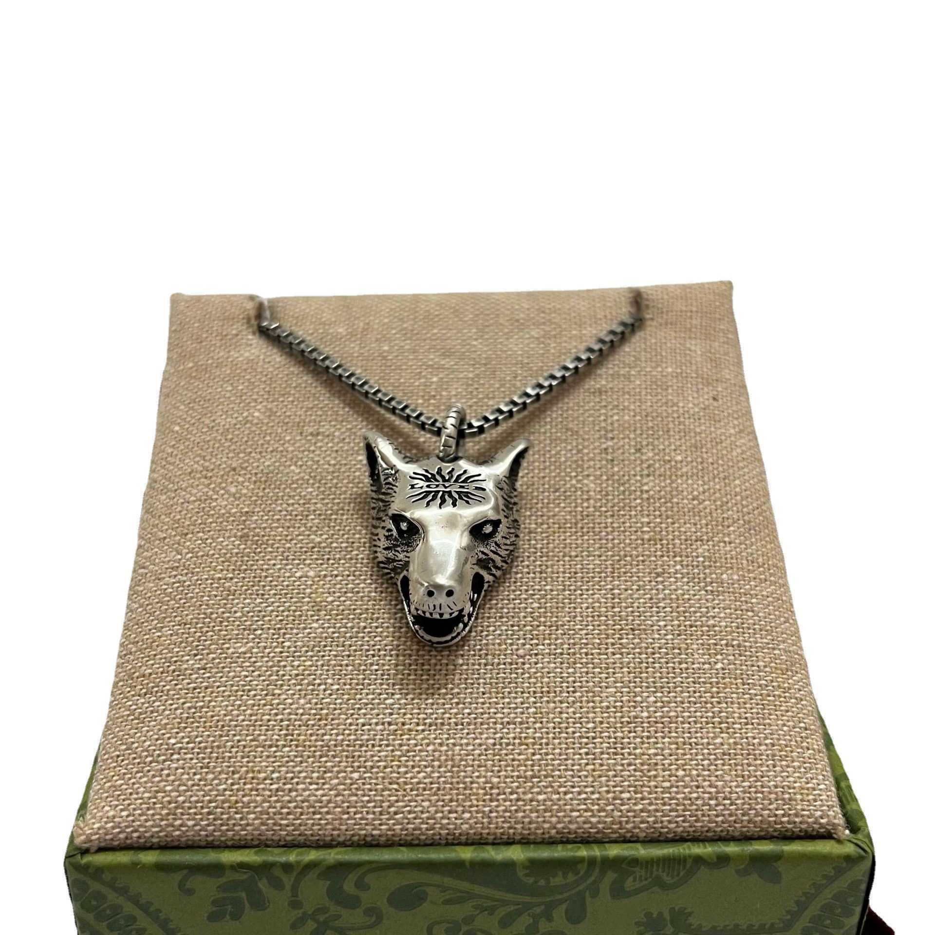20% off all items 2023 New Luxury High Quality Fashion Jewelry for Family Double Animal Necklace Trend Dark Coat and Wolf Head