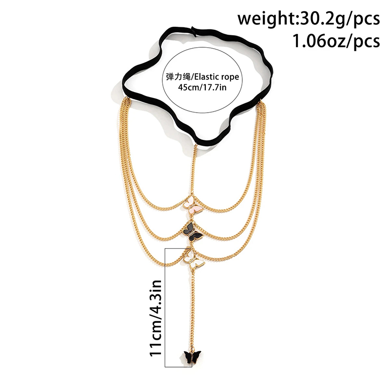 Gioielli il corpo Farfalla gotica Fascia elastica Gamba Coscia Catena Donna Spiaggia Sexy Nappa lunga Foglie Regolabili Gioielli il corpo Abito Decorare