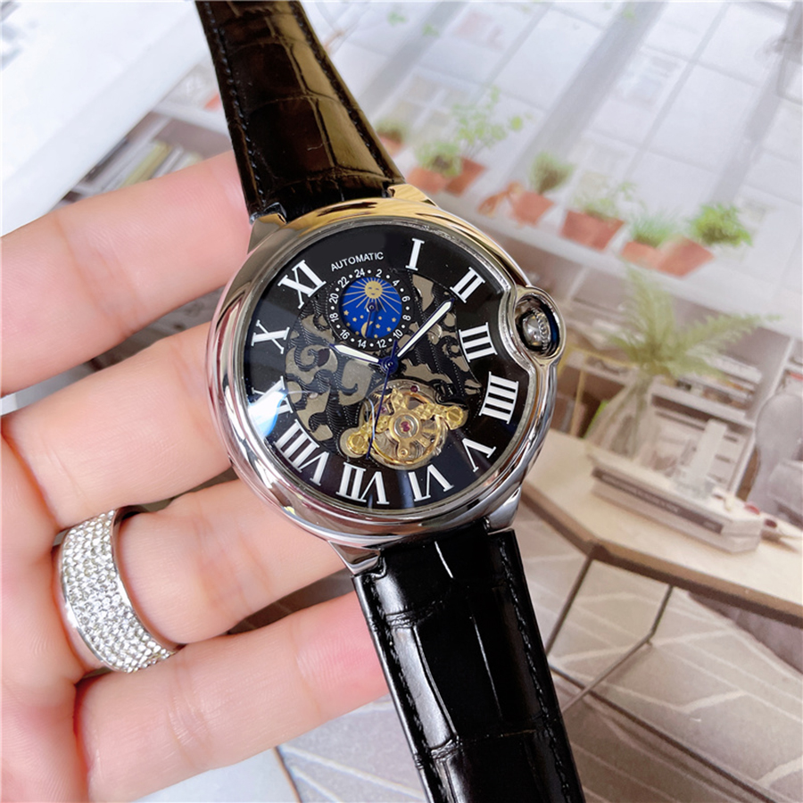 Mode Voll Marke Armbanduhren Männer Stil Automatische Mechanische Luxus Lederband Uhr CA 92