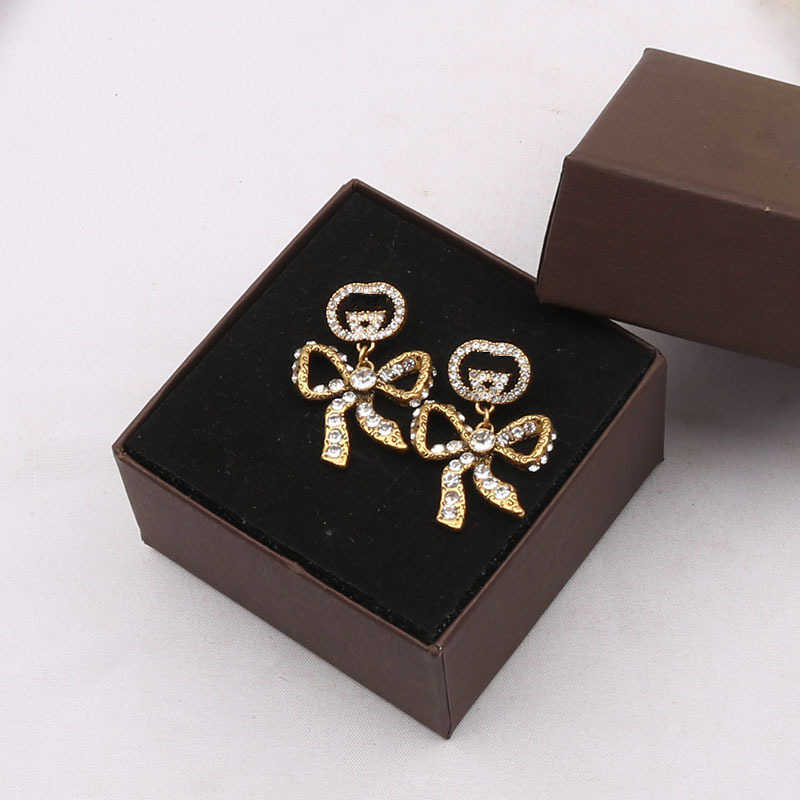 20% OFF 2023 New Luxury High Quality Fashion Jewelry for bow personalized Earrings design double interlocking classic matching earrings