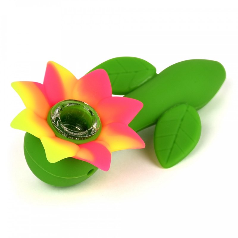 Latest Colorful Silicone Flower Style Pipes Herb Tobacco Oil Rigs Glass Hole Filter Bowl Portable Handpipes Smoking Cigarette Hand Holder Tube DHL