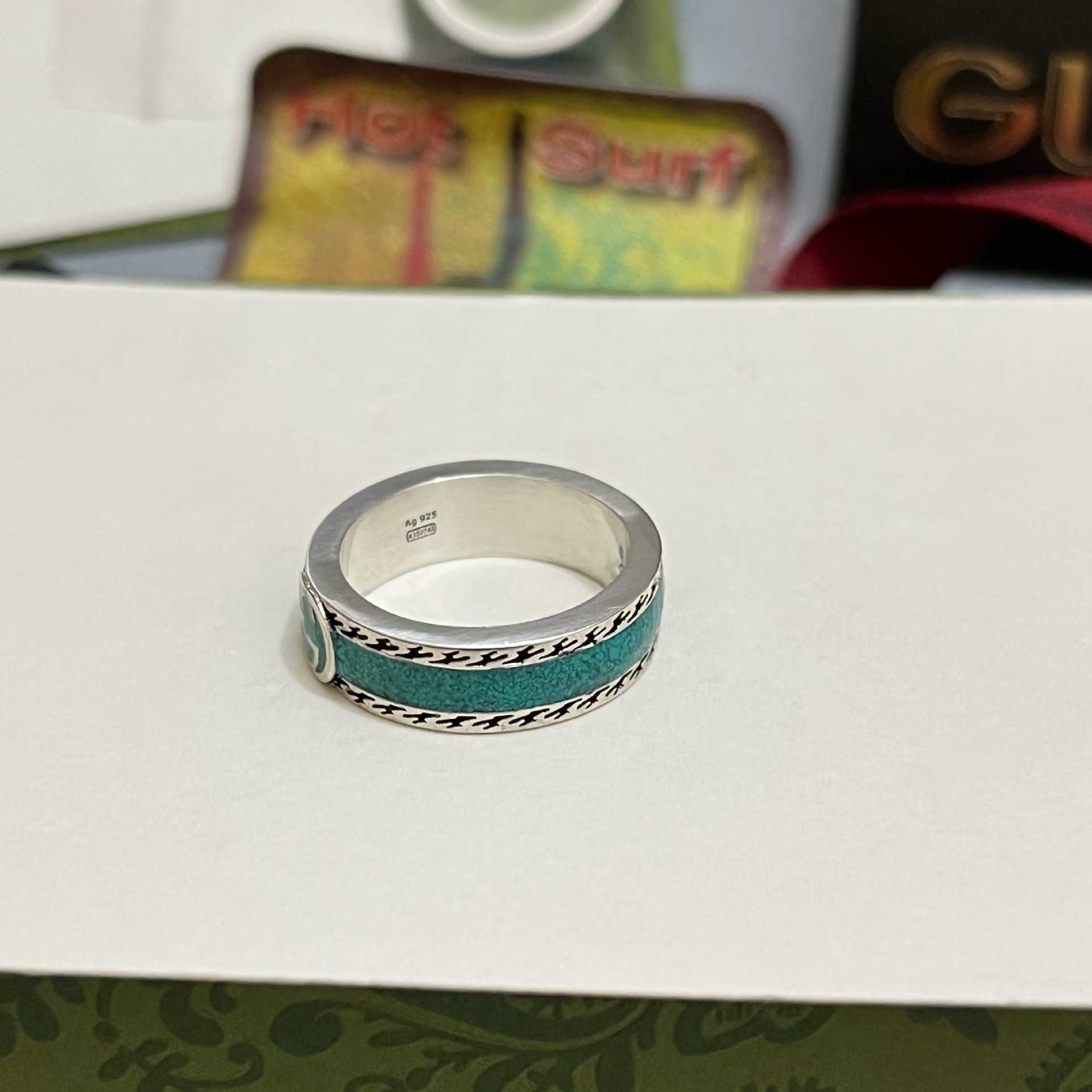 80% OFF 2023 New Luxury High Quality Fashion Jewelry for The ancient enamel is decorated with bright green interlocking double woven piping ring