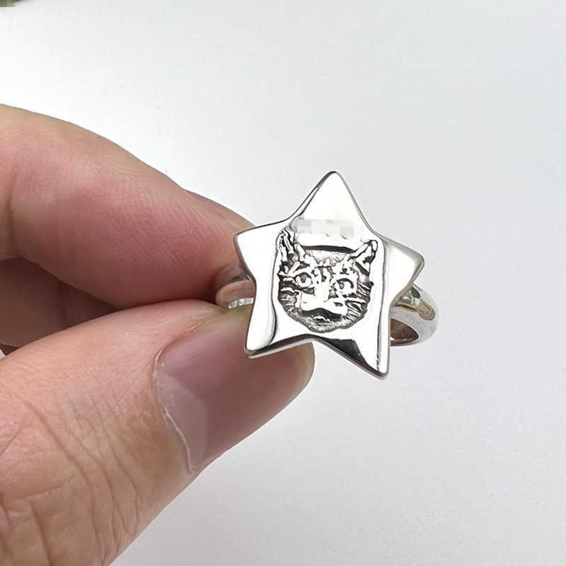 70% korting op 2023 Nieuwe luxe hoogwaardige mode -sieraden voor Fearless Series Kitten Round Five Pointed Star Trend Mannelijke en vrouwelijke minnaars Paarring