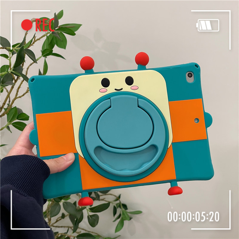 Leuke 3D Cartoon Robot Silicone Case voor Apple iPad Pro Air Mini 360 ﾰ Roterende beugelafdekking