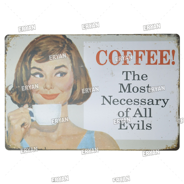 Retro Coffee Bar Metal målning Poster Vintage Cafe Metal Plate Tin Sign Shabby Chic Kitchen Home Restaurant Decoration Plaques 30x20cm W03