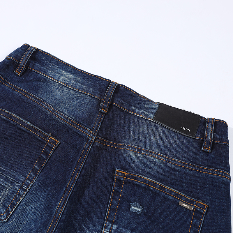 Jeans da uomo nuovo design in Europa e negli Stati Uniti stretti patch casual lavati piedi pieghettate jeans pantaloni di moda di alta strada da uomo adolescenti