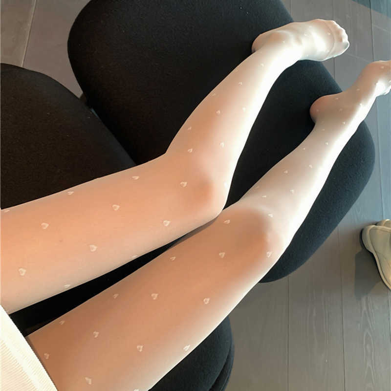 Silk Strumpor Sexig spets Hot Selling Women's Long Sexy Heart Fishnet Stockings Fish Net Pantyhose Mesh Nylon Tights Skin Lår High Stocking Hosiery