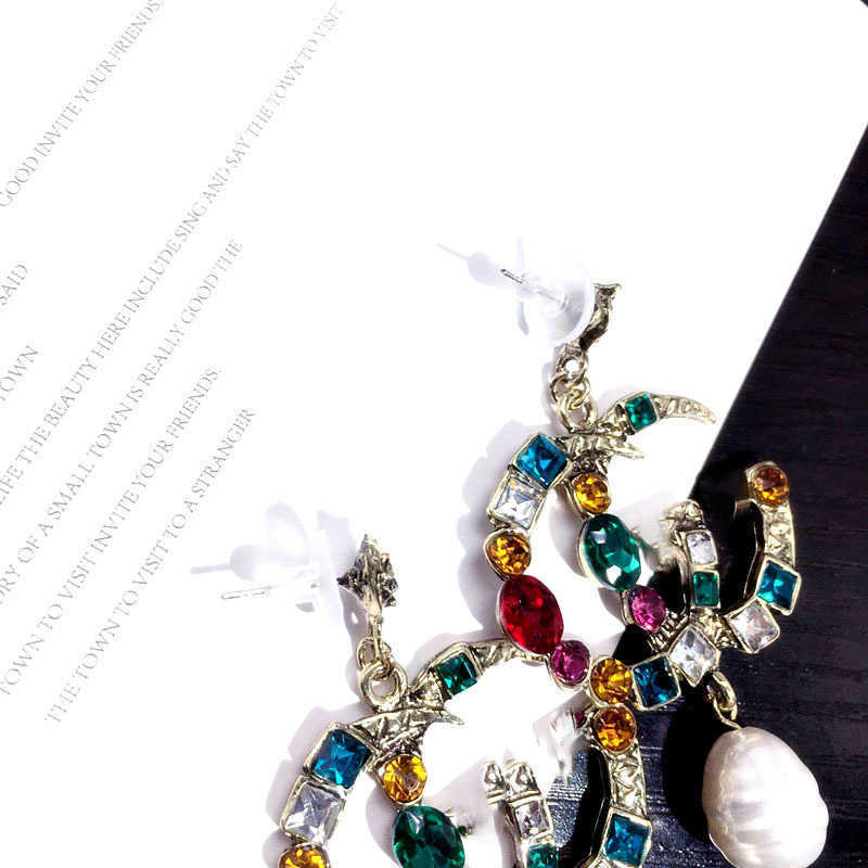 20% di sconto 2023 Nuovi gioielli di moda di alta qualità di alta qualità orecchini personalizzati di perla irregolare di cristalli colorati mostrano orecchini sottili