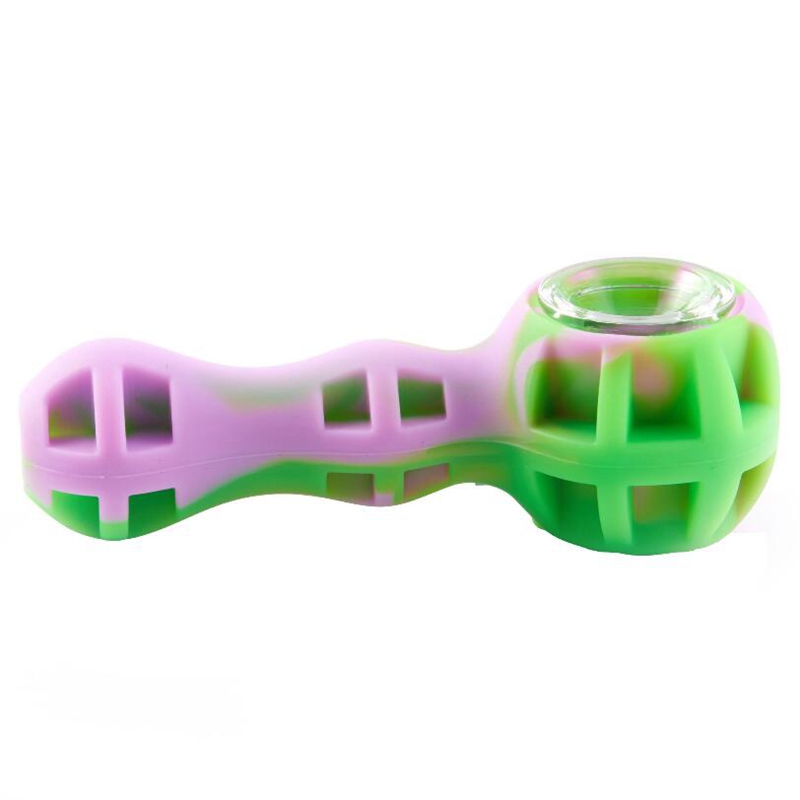 Derniers tuyaux en silicone colorés Herb Tabac Verre Filtre unique Bol Portable Huile Rigs Case Cuillère Astuce Paille Handpipes Fumer Main Porte-Cigarette Tube