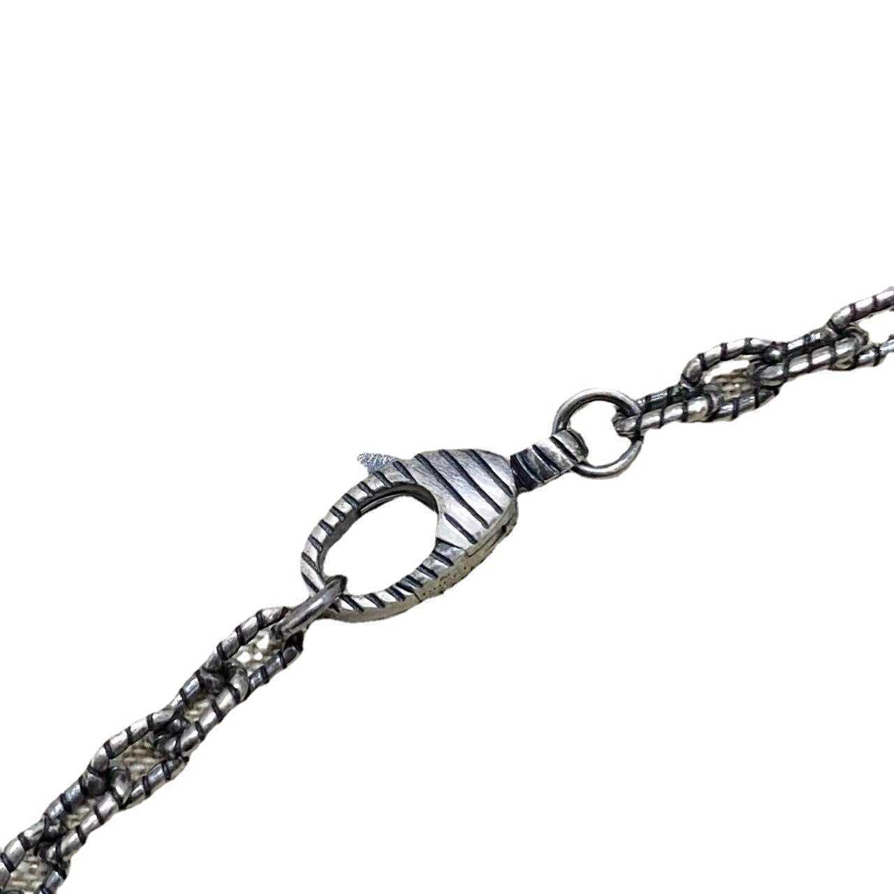 Top designer jewelry Interlocking Sterling Silver Old Men's and Women's Carved Stripe Couple Collar Chain