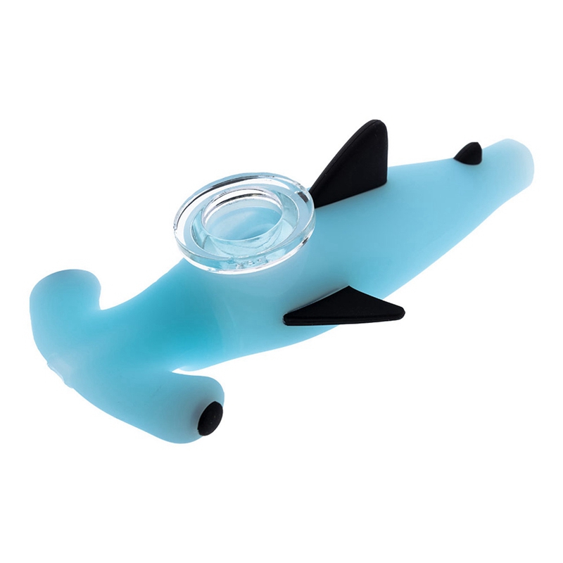 Latest Colorful Silicone Pipes Herb Tobacco Glass Metal Filter Bowl Portable Oil Rigs Innovative Shark Style Handpipes Smoking Hand Cigarette Holder Tube DHL