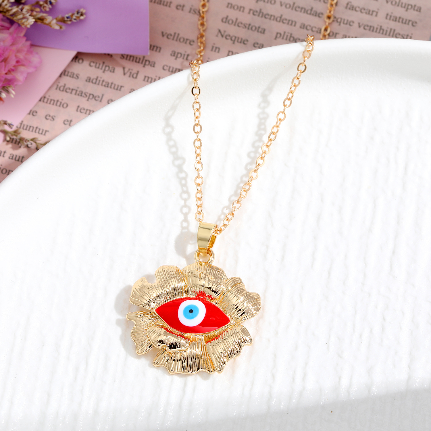 Creative Blue Devil's Eye Alloy Pendant Necklaces Micro-diamond Set Link Chain Women Necklace Jewelry Accessory