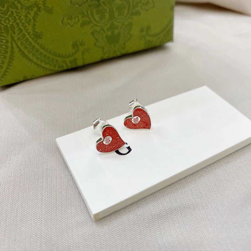 70% OFF 2023 New Luxury High Quality Fashion Jewelry for sterling silver double interlocking love red high-end small crowd versatile heart-shaped earrings gift