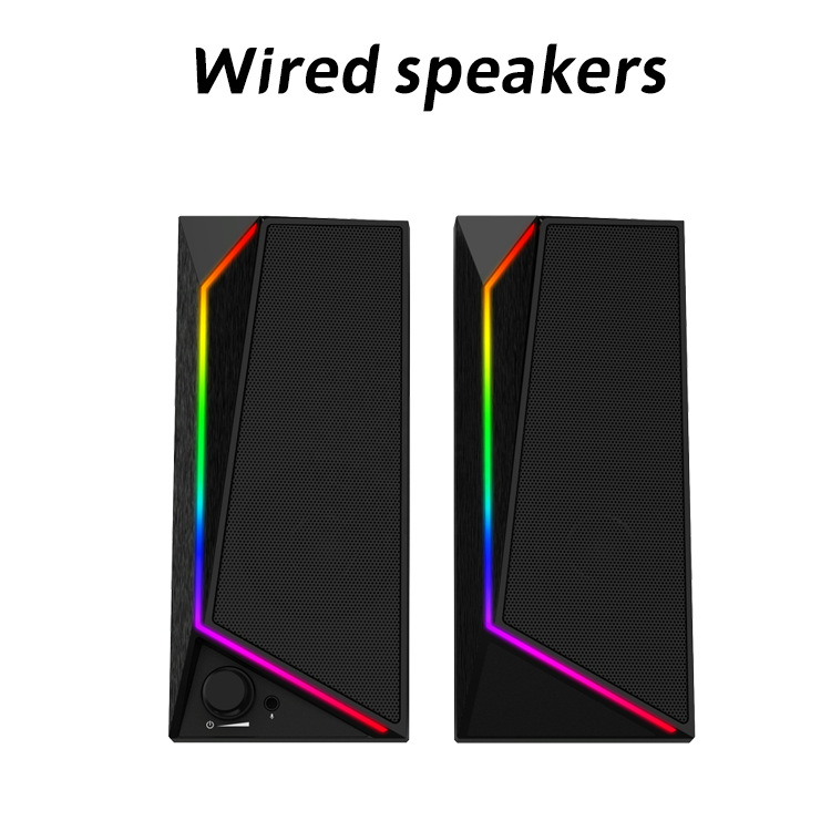 Desktop Computer Combination Speakers Rectangular Audio USB2.0 with Cable LED Light Subwoofer Audio MP3 Playback