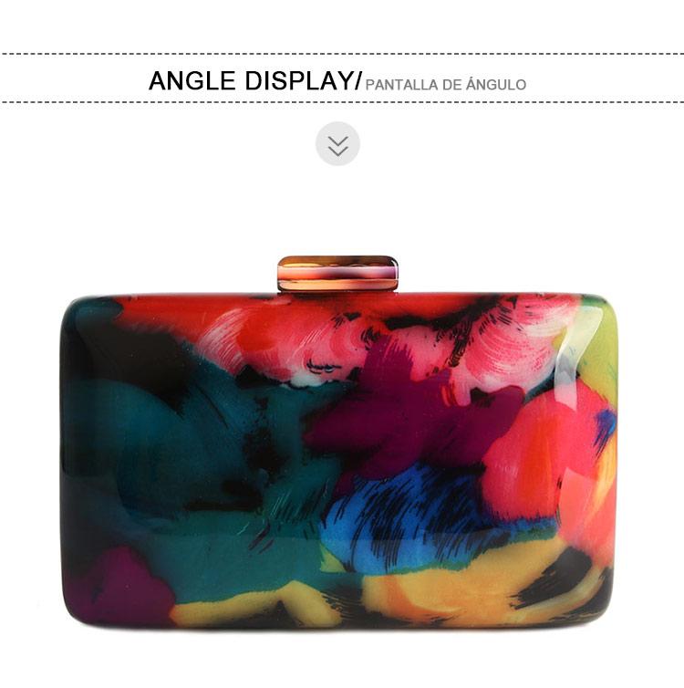 Clutch Bag Acrylic Female Evening Colorful Printing Random Pattern Women Shoulder Clutches Purse