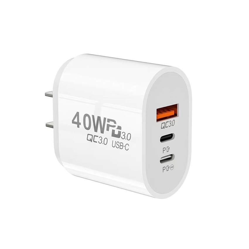 40W 3A 3 Porte Caricabatterie telefoni cellulari Dual PD Tipo c Caricabatterie da muro Adattatori di alimentazione a ricarica rapida Samsung s20 s22 Utral Htc Xiaomi Huawei