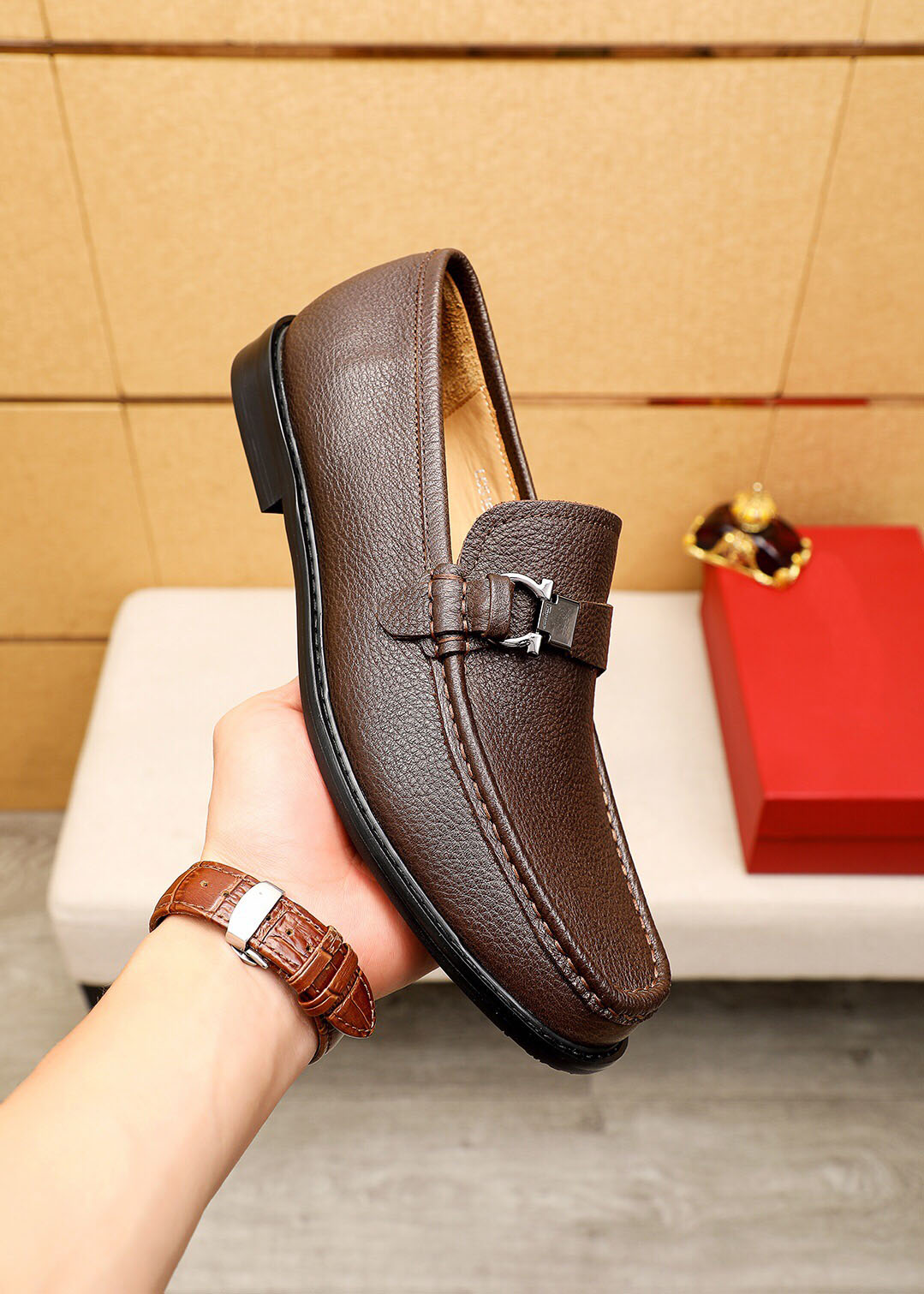 2023 Herrklänningskor Fashion Gentlemen äkta läderföretag Oxfords Male Brand Designer Travel Walk Casual Comfort Loafers Storlek 38-45