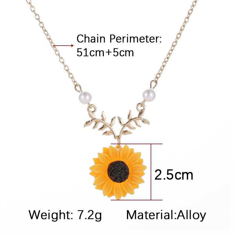 Original Sunflower Necklaces Women Fashion Jewelry Cute Yellow Resin Flower Pendant Metal Choker Chain Wedding Accessories Gift L2404