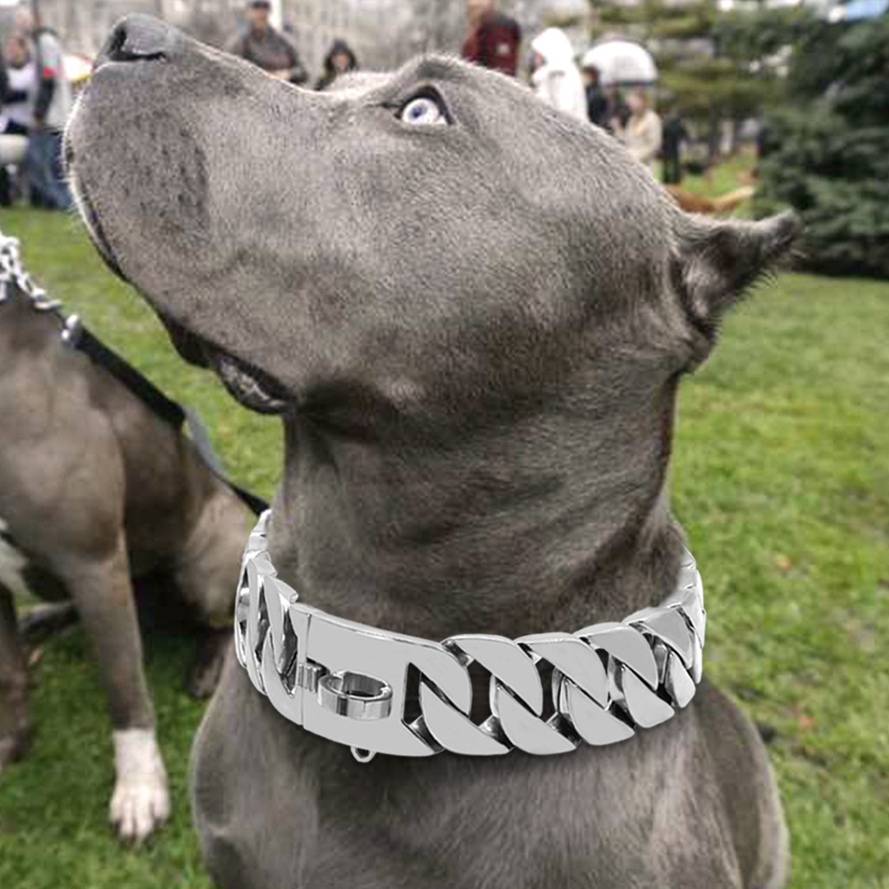 Miami Cuban Chain Pet Dog Neckaces Cellars Choker Pitbull Bulldog Medium stora hundar Pitbull Gold Silver Black Heavy and Duty Dog D9329465