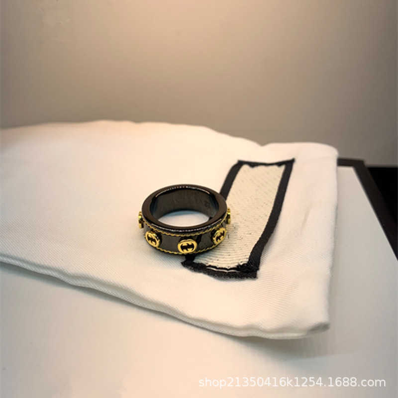 95% OFF 2023 New Luxury High Quality Fashion Jewelry for Double and White Ceramic Black Steel Stone Couple Ring Planet Fried Dough Twists Naked Gifts to Girlfriend