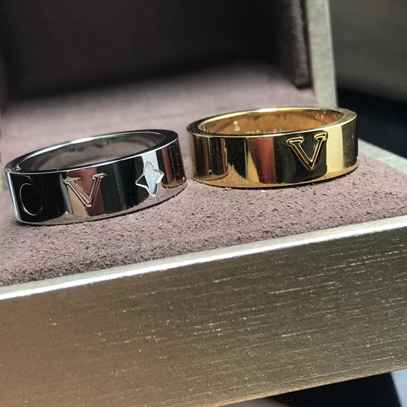 Luxos Designers Anel Impresso Anéis Para Mulheres Letras Clássicas Banhado a Ouro e Prata Casal Anéis Presente de Nível Superior Festa de Moda Casual