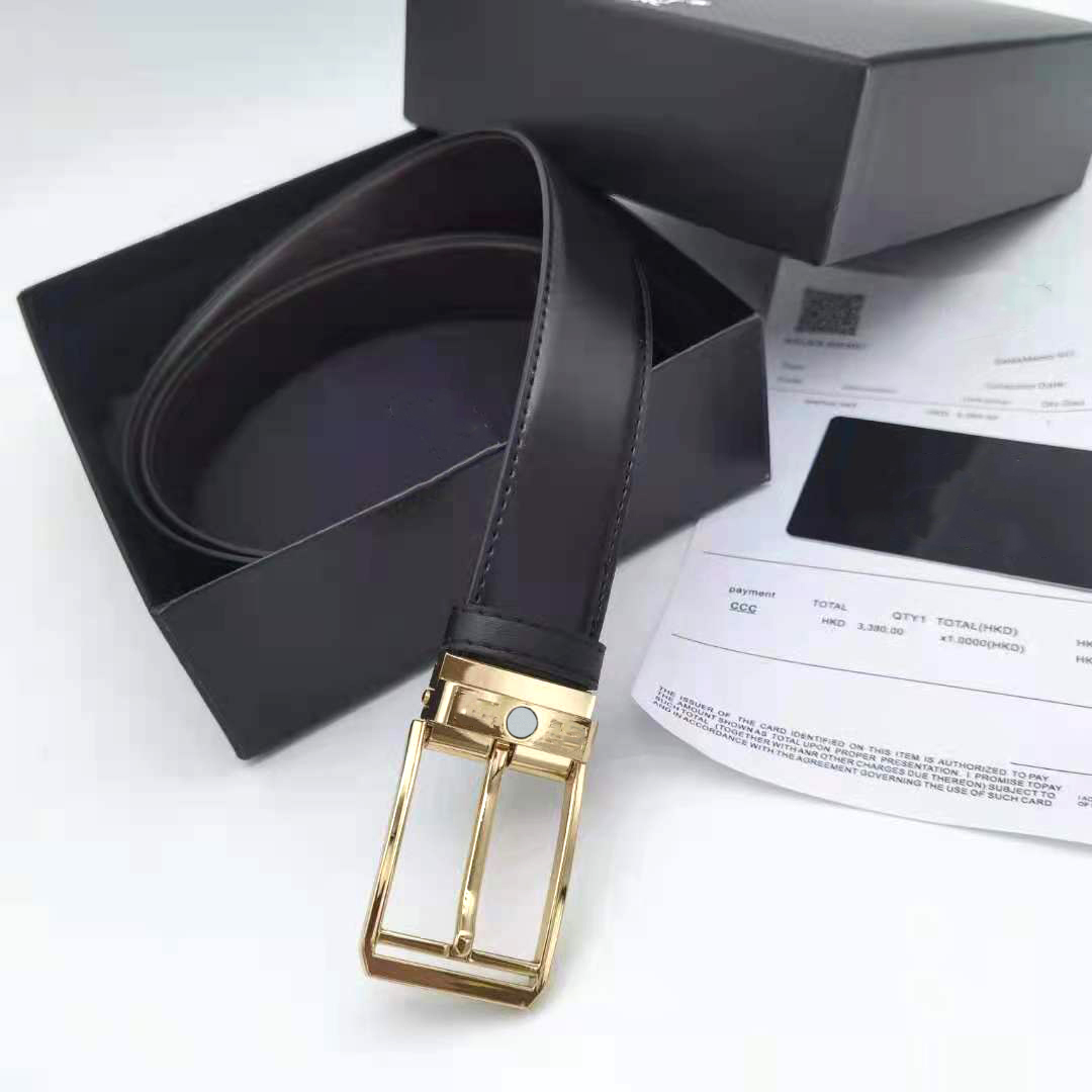 Men Genuine Leather Reversible Belt Classic Casual Dress Belts with Prong Buckle Including Box295k