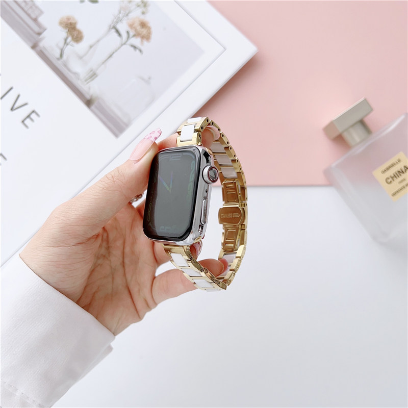 Stainless Steel Ceramics Slim Wrist Band Strap Bracelet for Apple Watch Ultra Series 8 7 6 5 4 3 2 SE