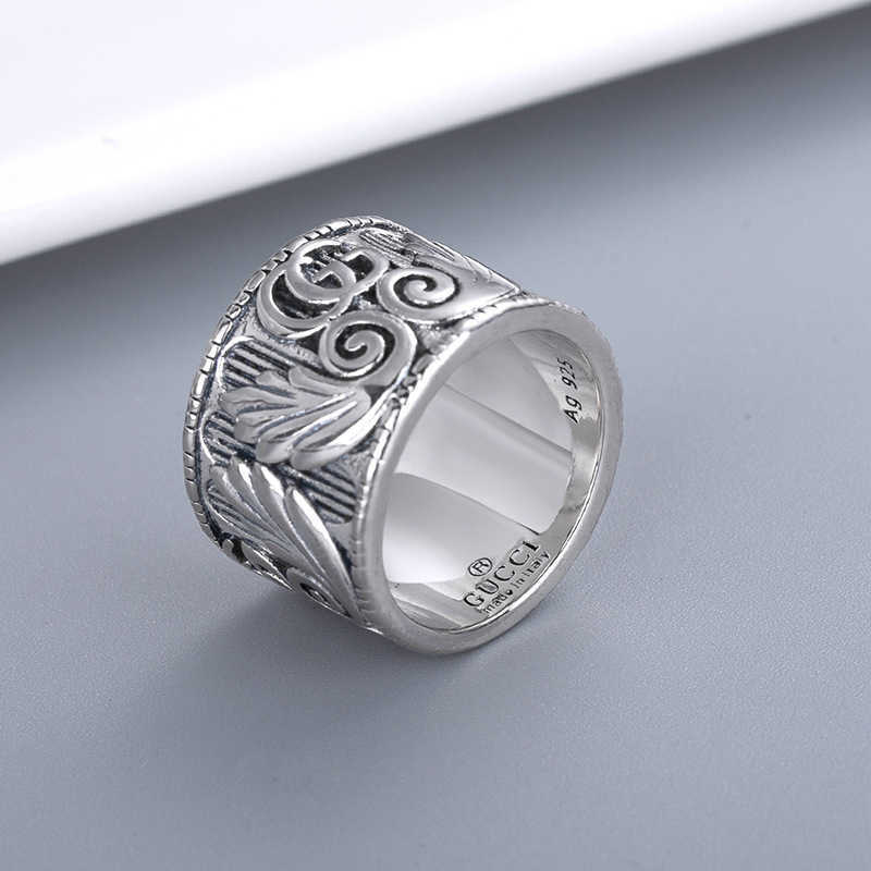 La mejor joyería de lujo de plata tailandesa tallada en tres dimensiones con diseño de pluma de ala de ángel para hombres y mujeres, el mismo anillo de pareja