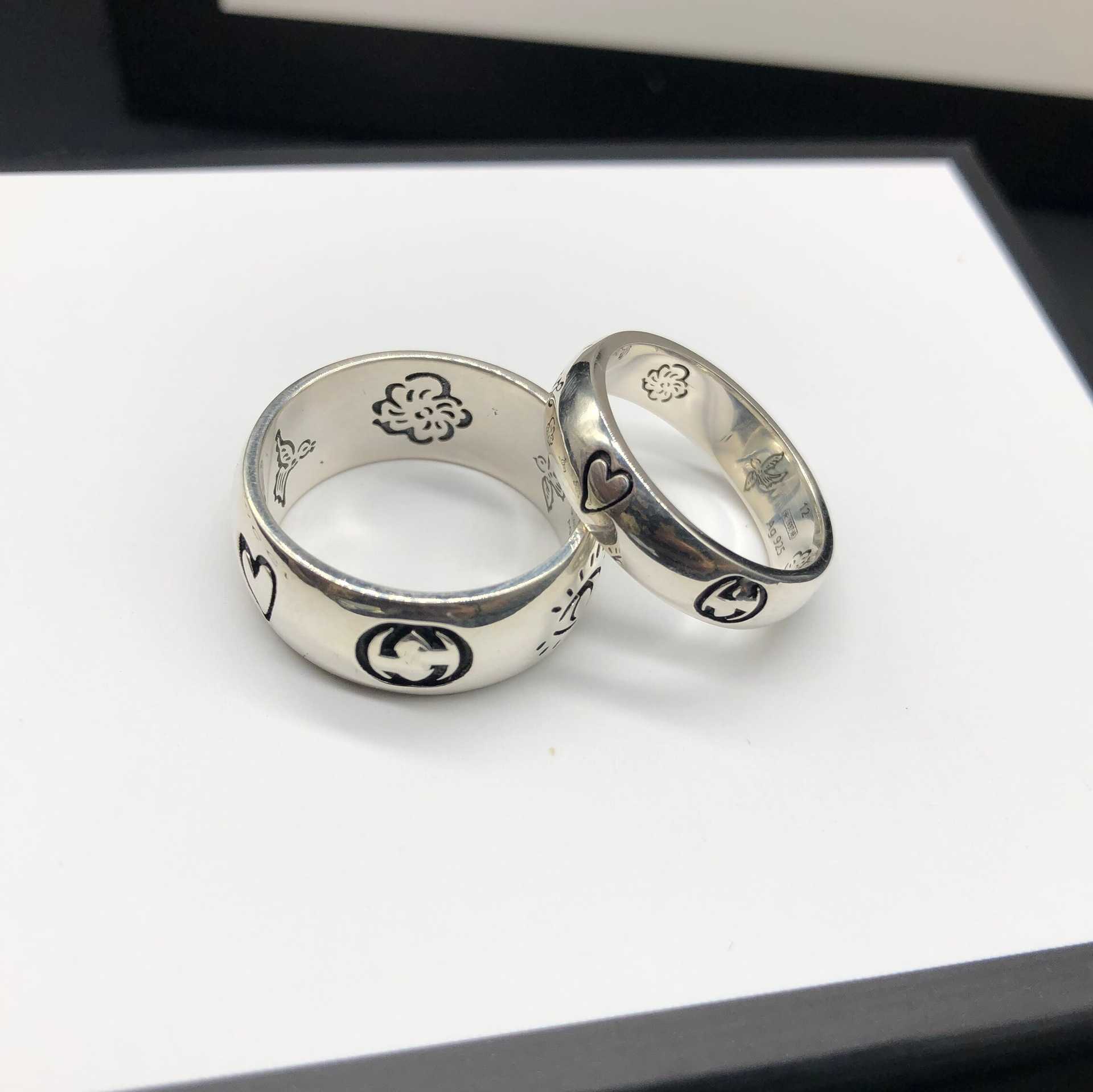 60% OFF 2023 Nouveaux bijoux de mode de haute qualité de luxe pour l'argent Double vieux coeur émail Couple Daisy Snake Ring Chaos japonais et coréen