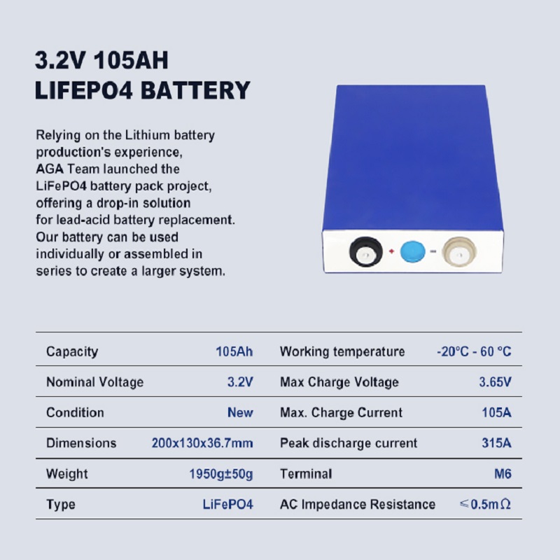 Wysoka moc 3,2 V 105AH 90AH 280AH 400AH LifePo4 Komórka do magazynowania energii wiatrowej UPS LifePo4 3,2 V 90ah