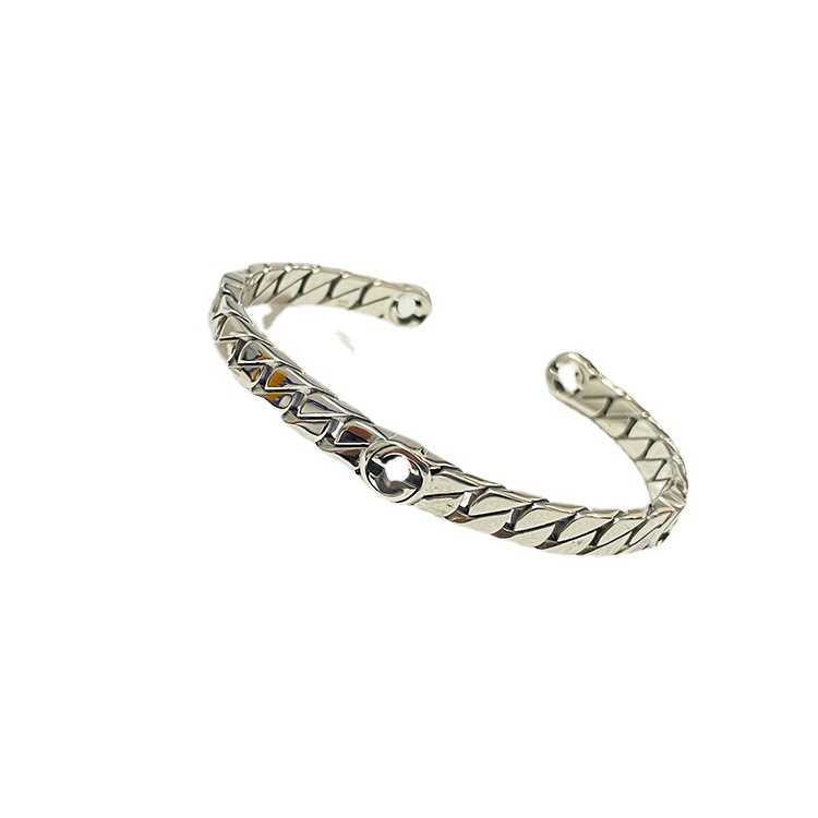 Factory wholesale 2023 New Luxury High Quality Fashion Jewelry for silver glossy chain Cuban Bracelet woven interlocking double handmade couple