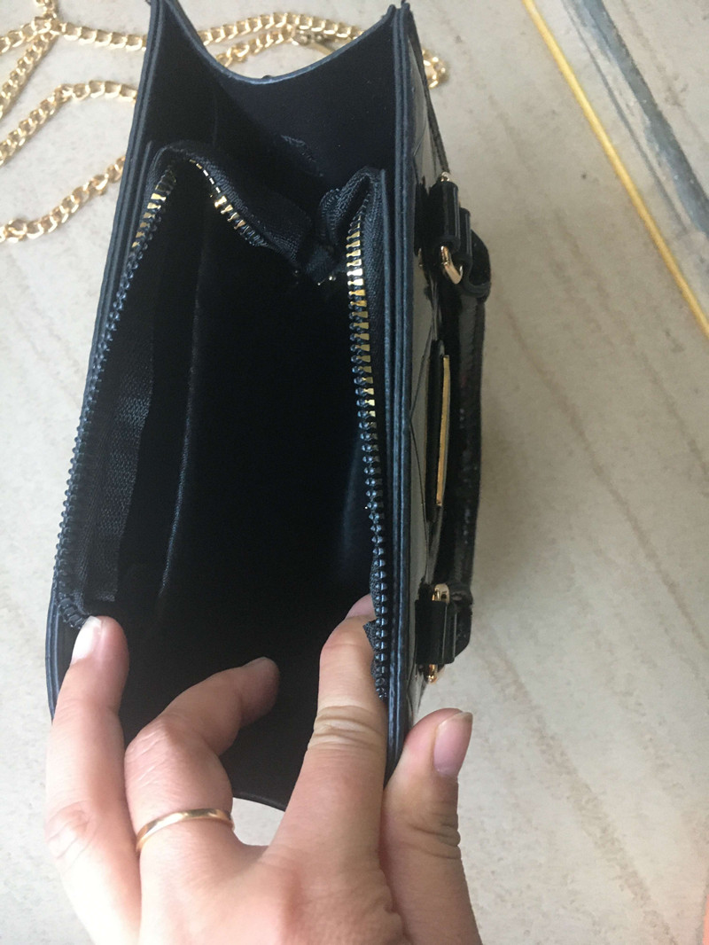 23SS Women Hands Handbag Patent Leather Leather Mirtable Portable Square Square Bag Bag Bag Mobile Lage Bag Single Counter Messenger Bag Black 2103#