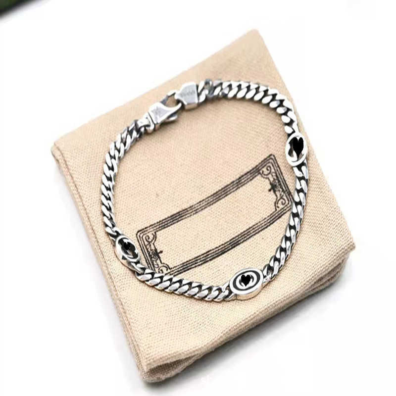 20% off all items 2023 New Luxury High Quality Fashion Jewelry for silver old three-dimensional interlocking enamel bracelet lovers same clavicle chain