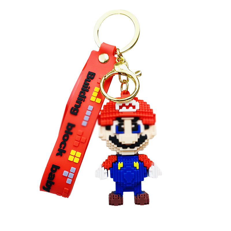 Keychain building block super Mali game pendant cartoon creative key chain exquisite pendant men and women backpack pendant accessories