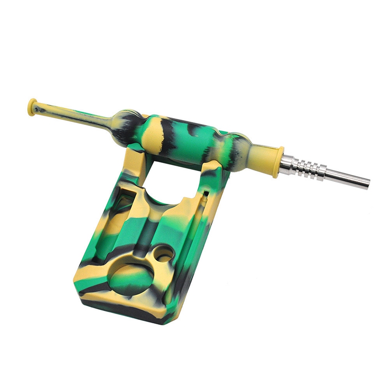 Latest Colorful Silicone Pipes Tank Style Wax Oil Rigs Herb Tobacco Portable Spoon Tip Straw Waterpipe Handpipes Smoking Hand Cigarette Holder Tube DHL