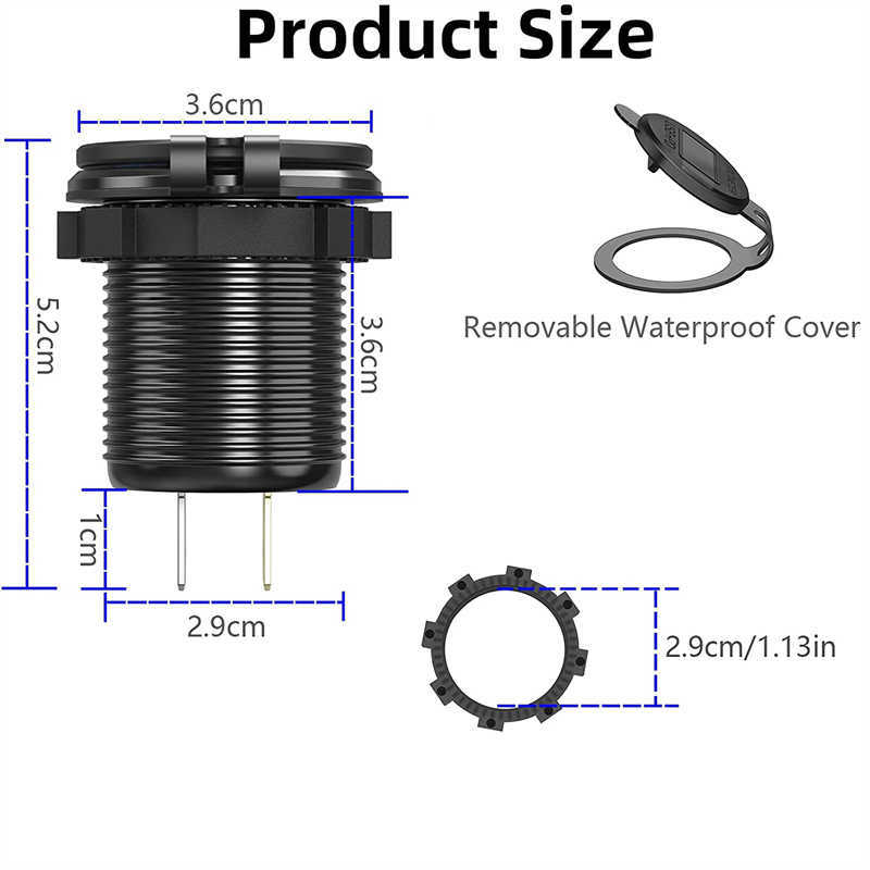 Update Update Qc3.0 Drievoudige poorten USB-autolader Stopcontact met aanraakschakelaar voor scheepsboot Auto Vrachtwagen RV