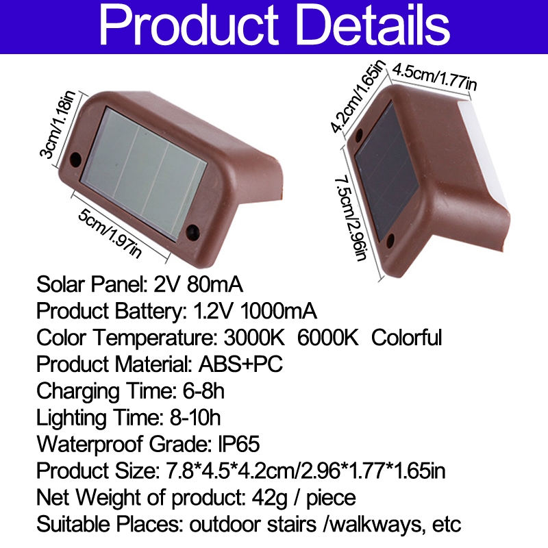 Luzes de parede solar Lâmpada LED Lâmpada à prova d'água Lâmpadas de segurança ao ar livre para escadas do pátio Pathway e jardas de jardins