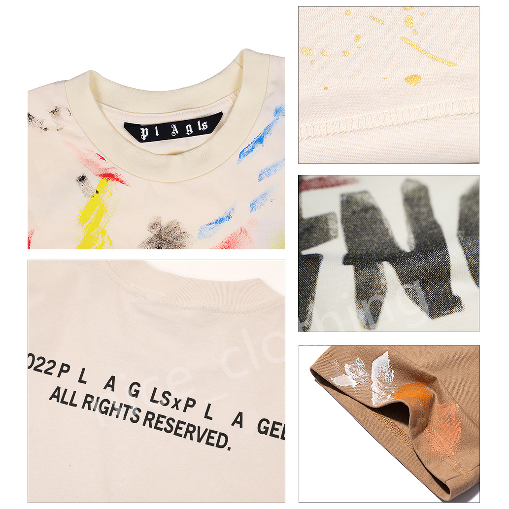 Męskie designerskie palmy T Shirt Ręcznie malowane luksusowe koszulki Graffiti PA Tees Moda damska Kąt Krótki rękaw Casual Streetwear Topy Koszulki Odzież Odzież