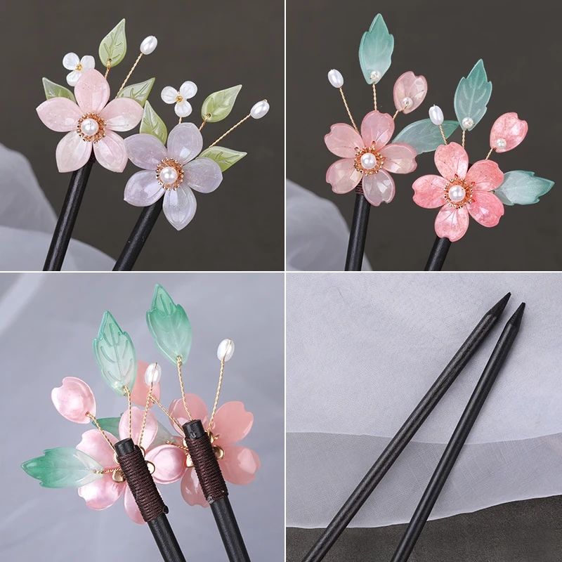 Vintage Wooden Hair Stick Chinese Style Winding Flower Hairpin With Tassel Classical Elegant Lady Hair Clip Hair Accessories