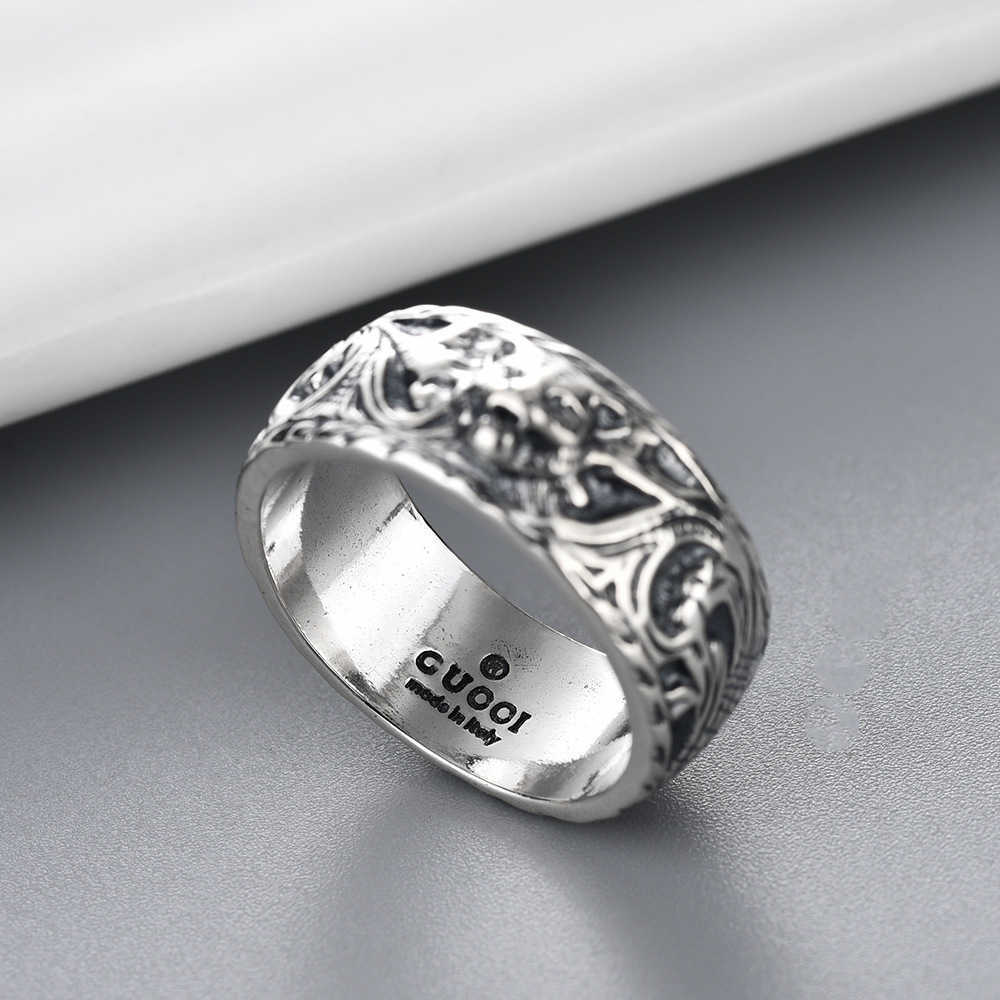 Fashion Collection 2023 New Luxury High Quality Fashion Jewelry for old tiger head ring made of Thai silver is fashionable and straight