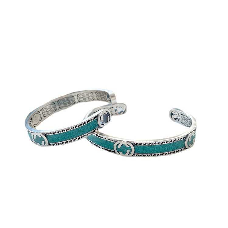 95% OFF 2023 New Luxury High Quality Fashion Jewelry for Silver Green Enamel Bracelet with woven piping and interlocking double used hand jewelry couple
