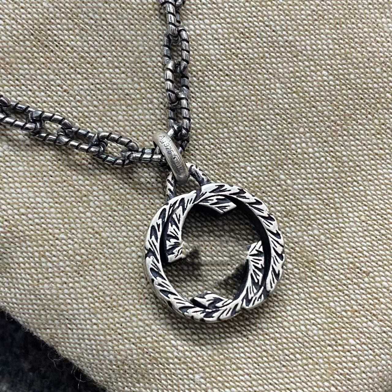 Interlocking Sterling Silver Old Men's and Women's Necklace Carved Stripe Couple Collar Chain Luxury ornament